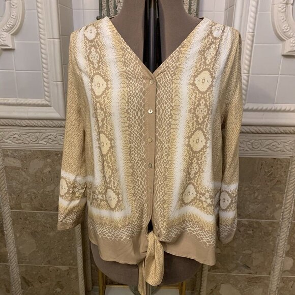 Ruby Rd. Size XL. Reptile Print. Button/Tie Closure. V-Neck. Blouse. B102 - Picture 2 of 8